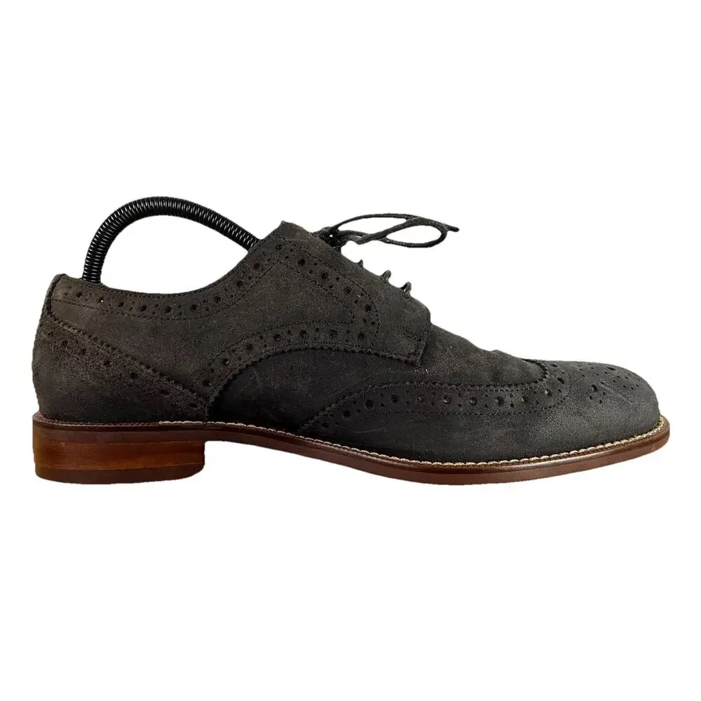 Joseph Abboud Mens Shoes 10.5 D Gray‎ Suede Leather Wing Tip Fredrick Oxford
